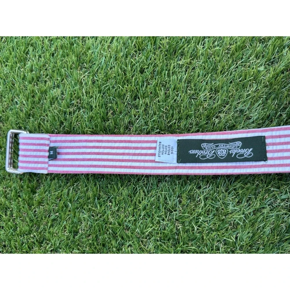Brooks Brothers Ribbon Country Club Belt Mens White Red Nautical Stripe M